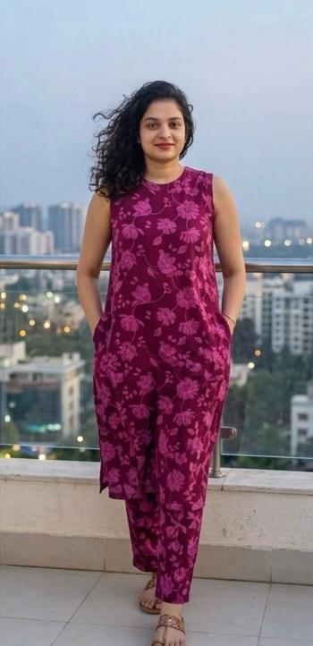 Purple Floral Printed Women's Cord Set