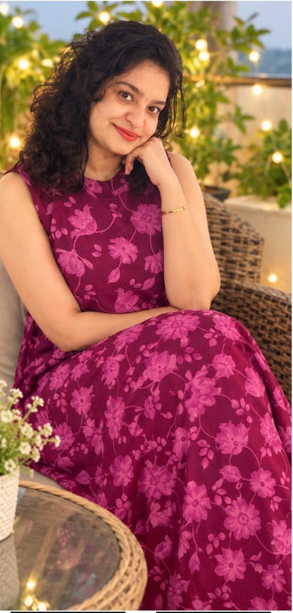 Purple Floral Printed Women's Cord Set